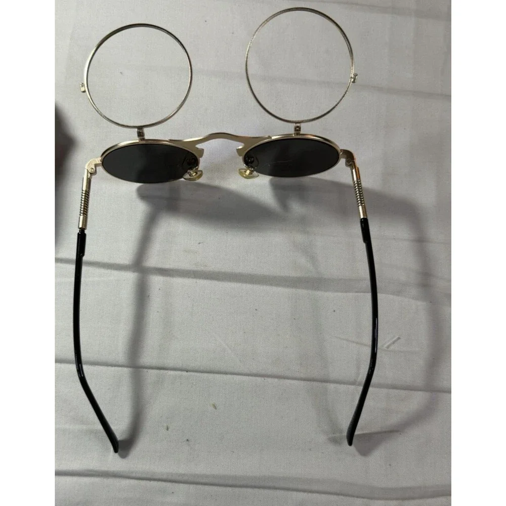 Vintage Round Flip Up Sunglasses Retro John Lennon Style Circle Unisex Glasses
